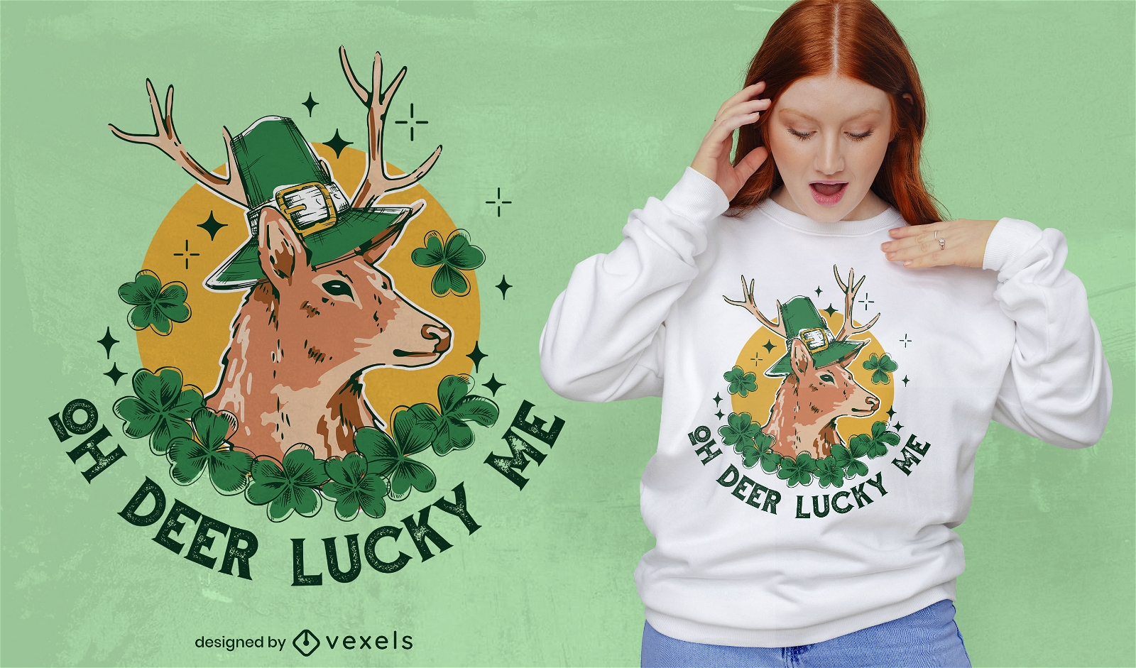 Diseño de camiseta de ciervo de la suerte.