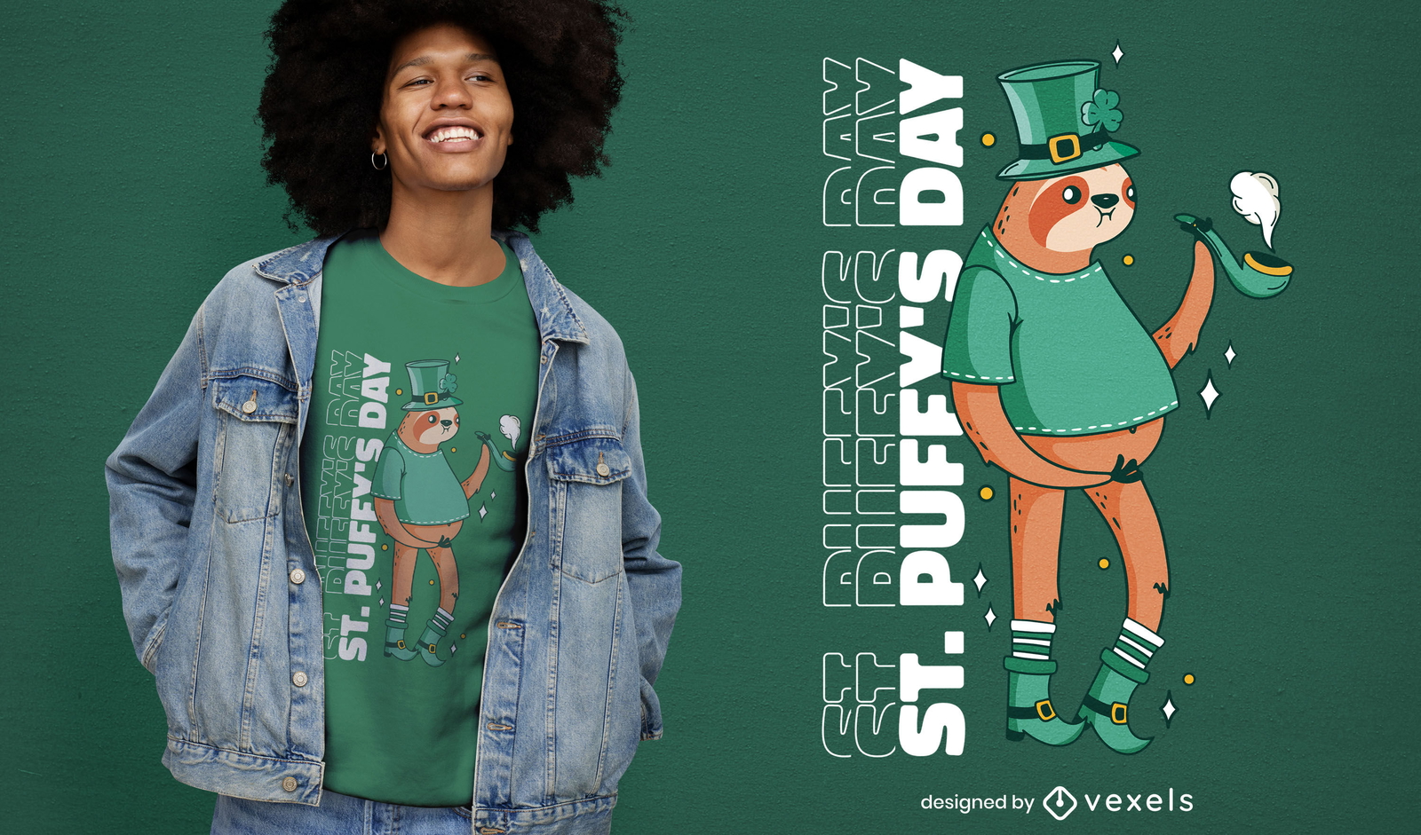 Diseño de camiseta de perezoso de St Patrick