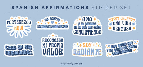 Conjunto de adesivos de afirmações retrô espanholas