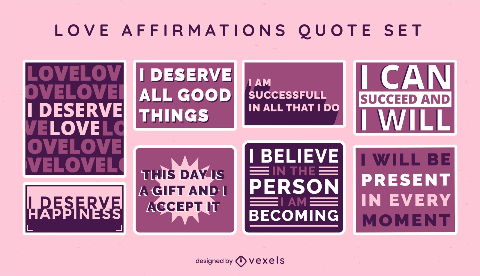 Love affirmations quote set