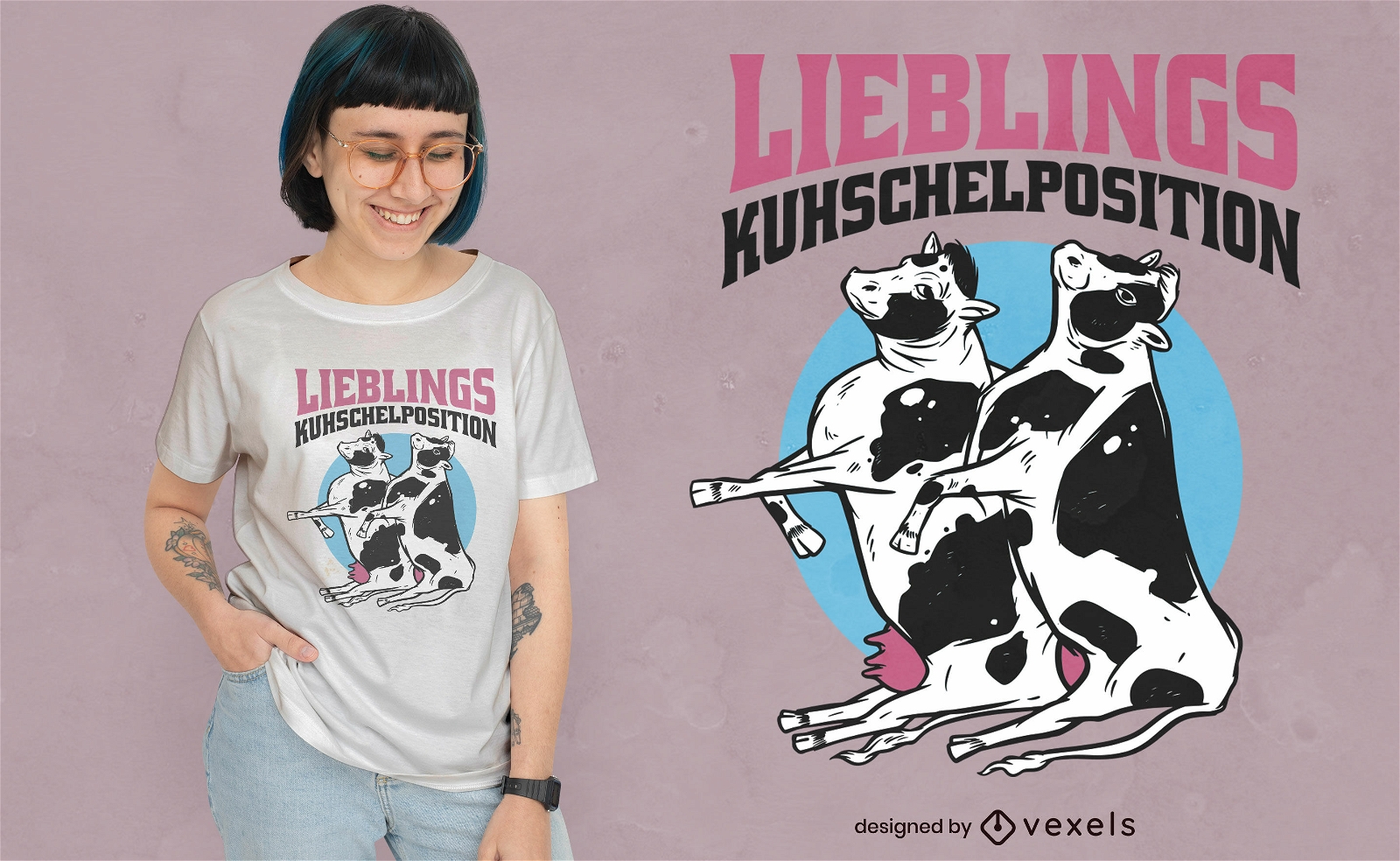 Animais de vaca abraçando design de camiseta
