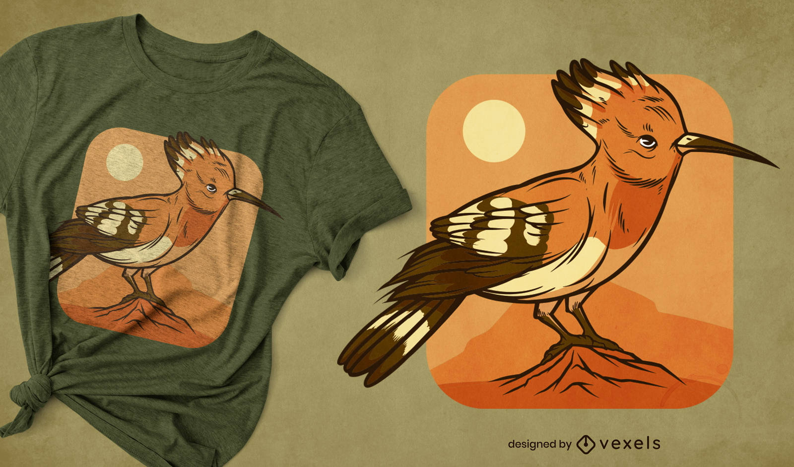 Design de camiseta de pássaro Hoopoe