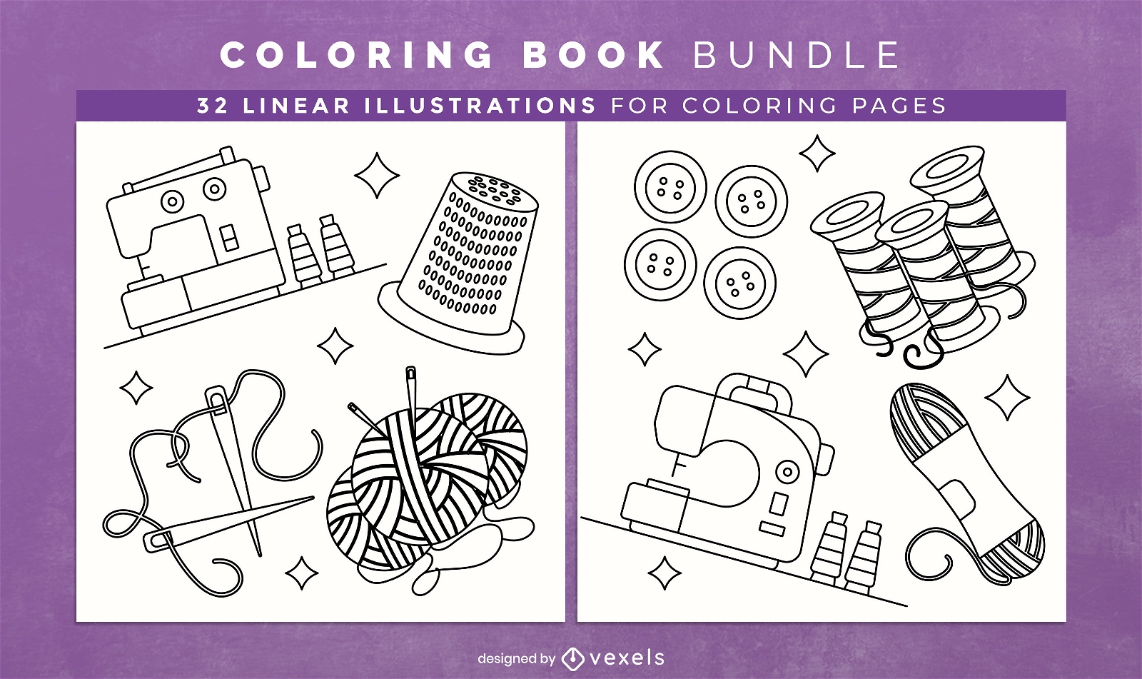 Kit de costura para colorear páginas de diseño de libro