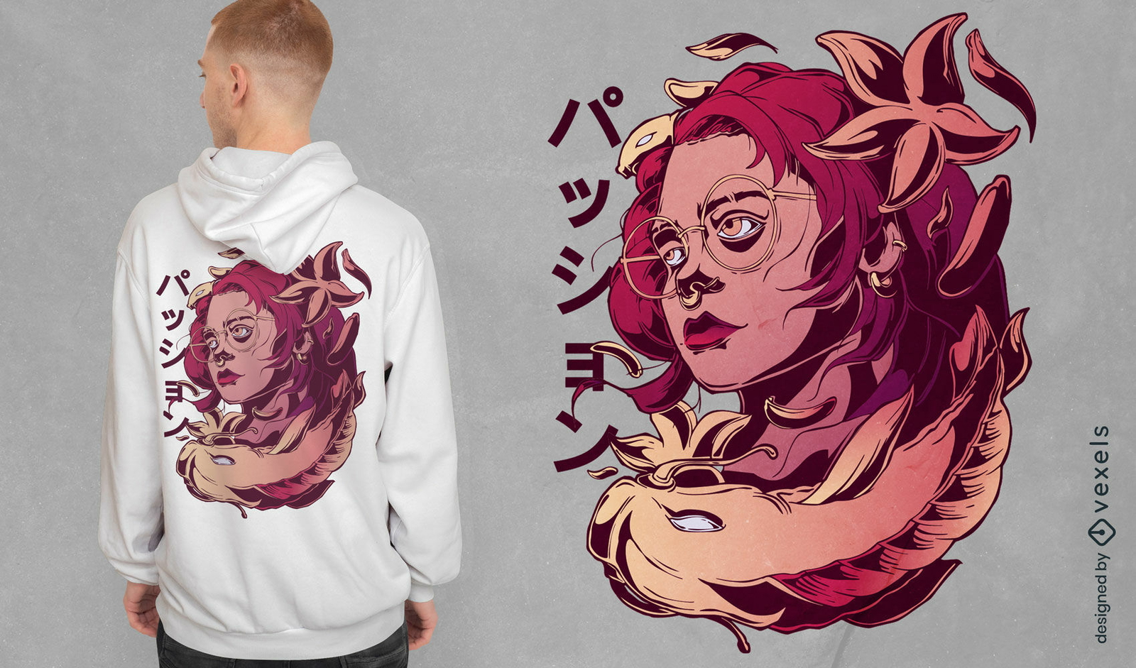 Diseño de camiseta de mujer koi