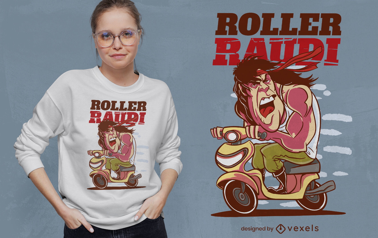 Diseño de camiseta de rodillo raudi.