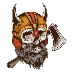 Cráneo de guerra de gente de casco nórdico vikingo Diseño PNG