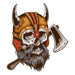 Crânio de guerra de pessoas de capacete nórdico viking Desenho PNG