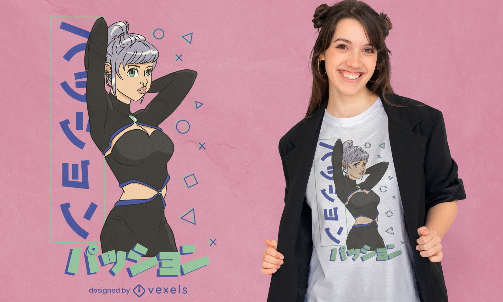 Diseño de camiseta de chica anime de juegos