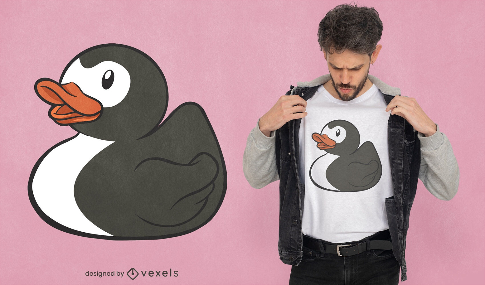 Cartoon duck penguin t-shirt design