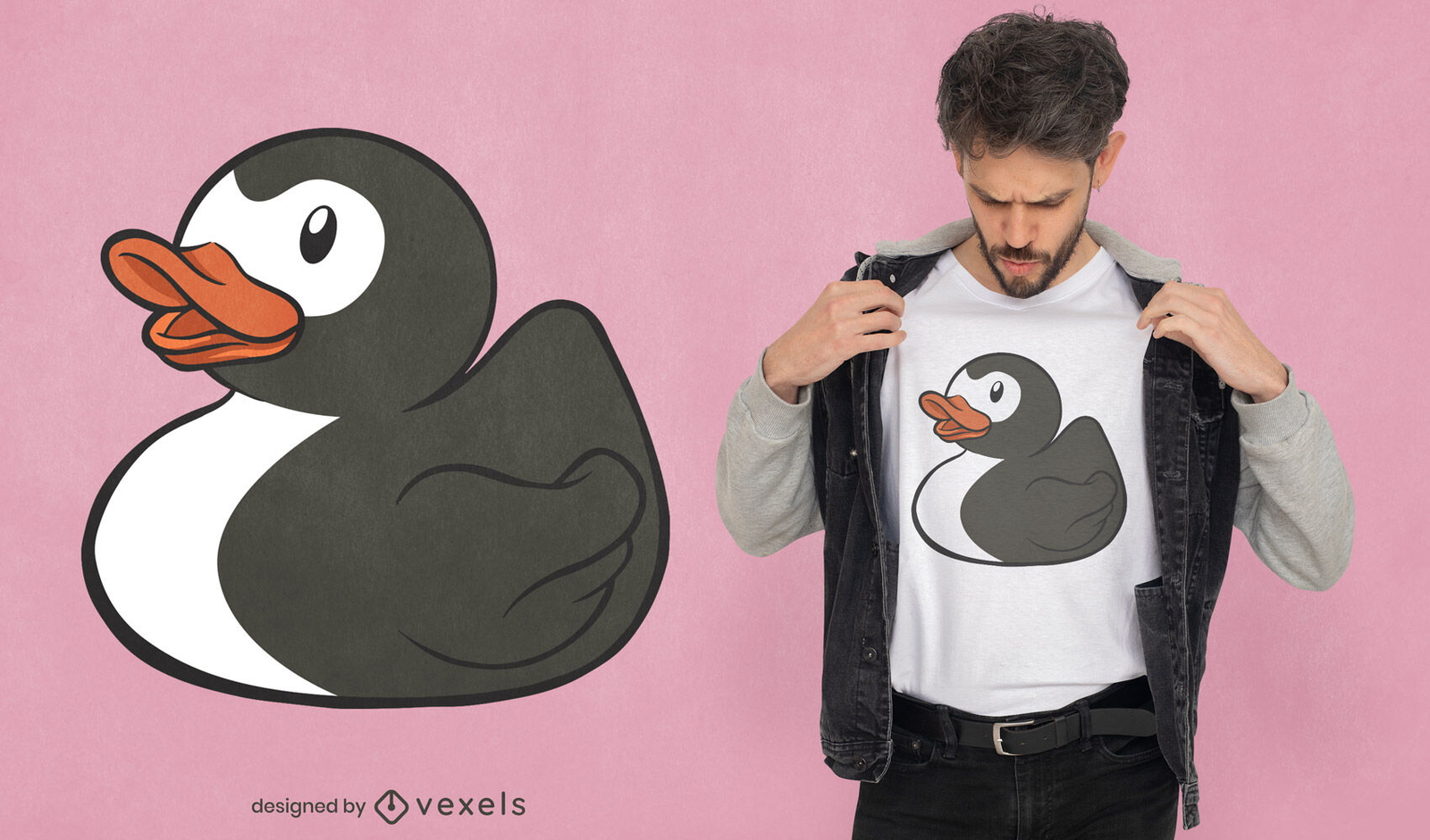 Diseño de camiseta de pingüino de pato de dibujos animados