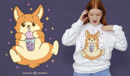 Design de camiseta de cachorro de chá de bolha