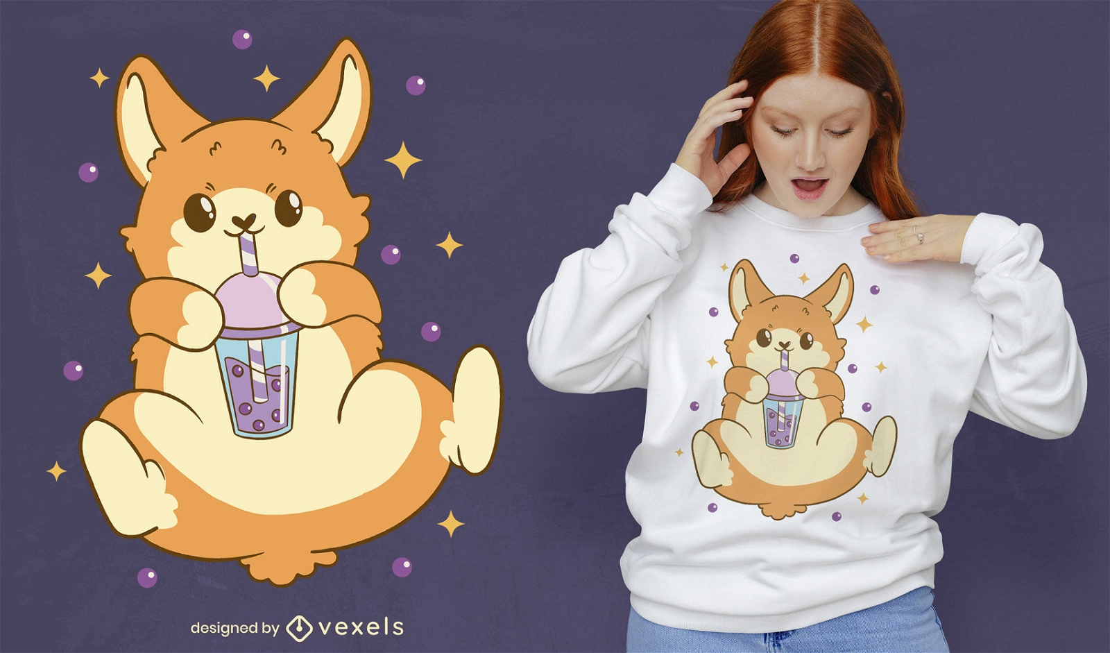 Diseño de camiseta de perro de té de burbujas.