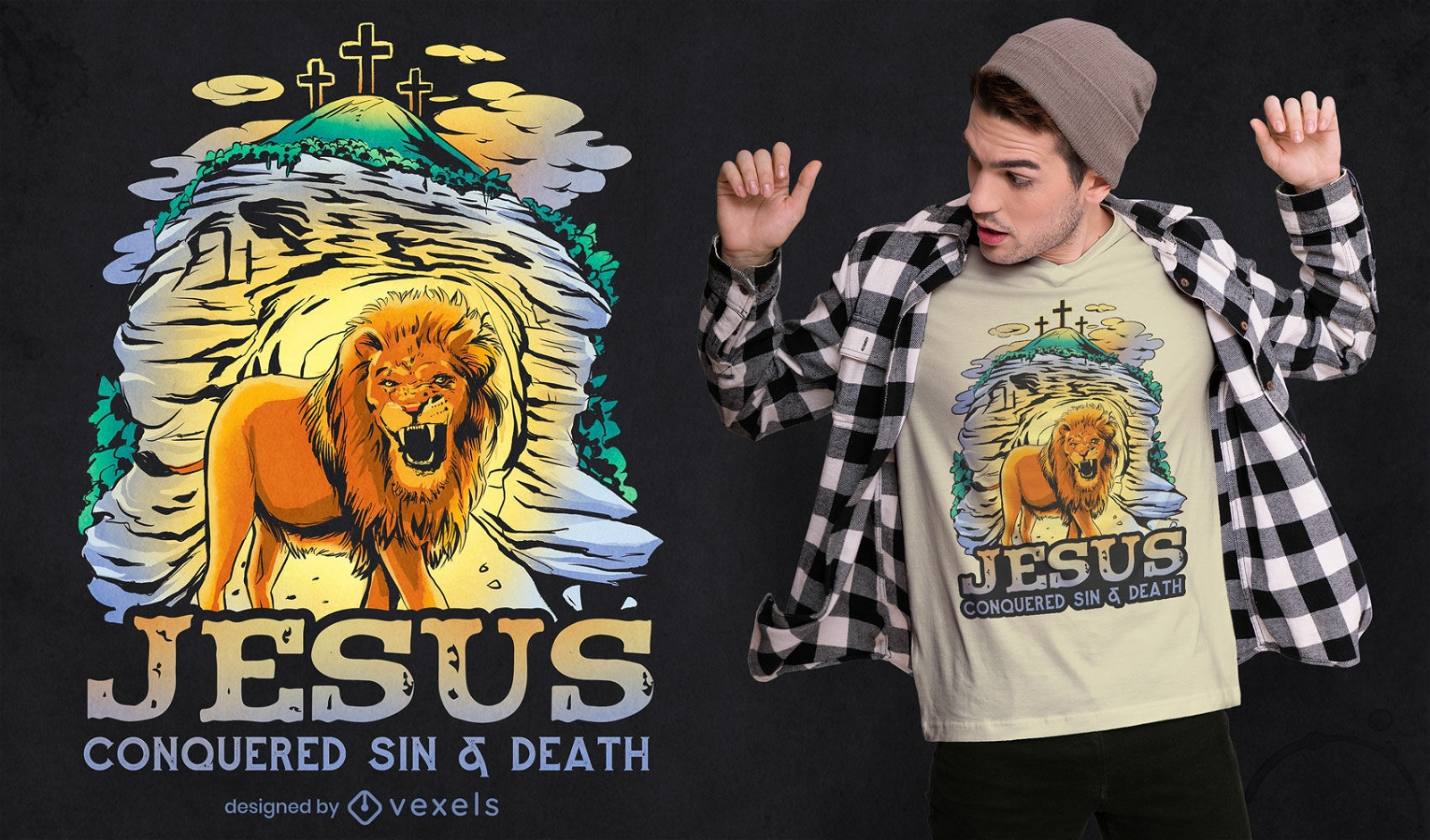 Camiseta de religi?o crist? animal le?o psd