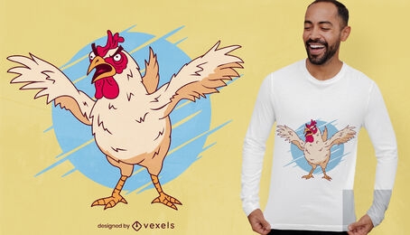 Diseño de camiseta de dibujos animados de pollo loco