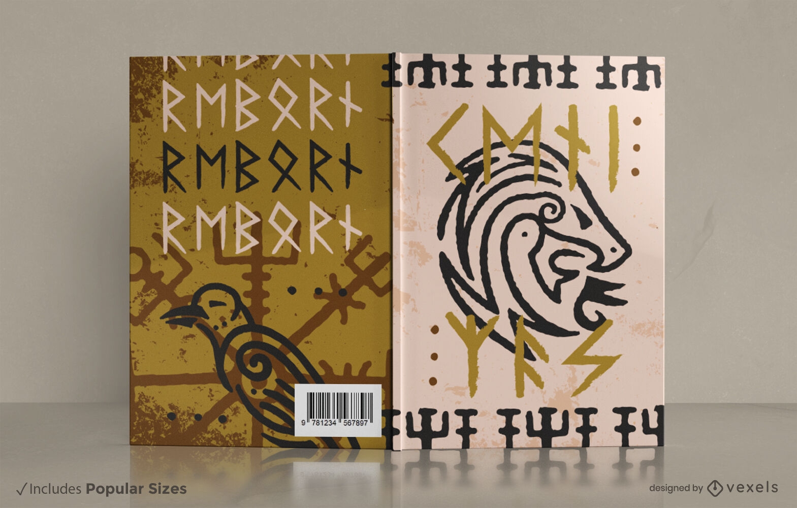Design de capa de livro de runas vikings