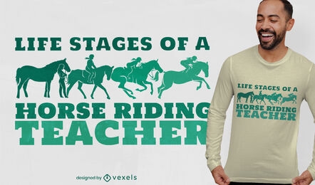 Diseño de camiseta de siluetas de equitación.