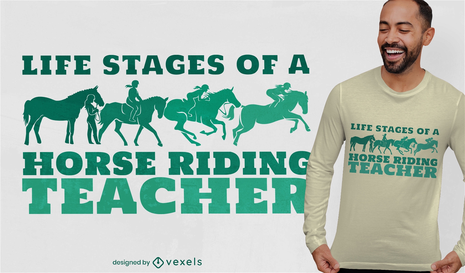 Design de camiseta de silhuetas de equitação