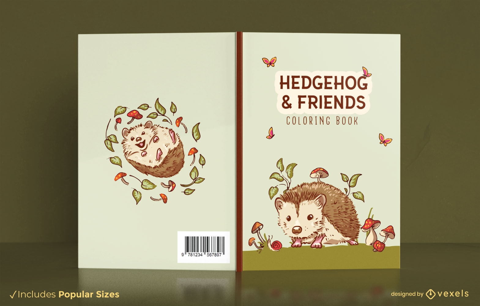 Design de capa de livro de ouriço e amigos