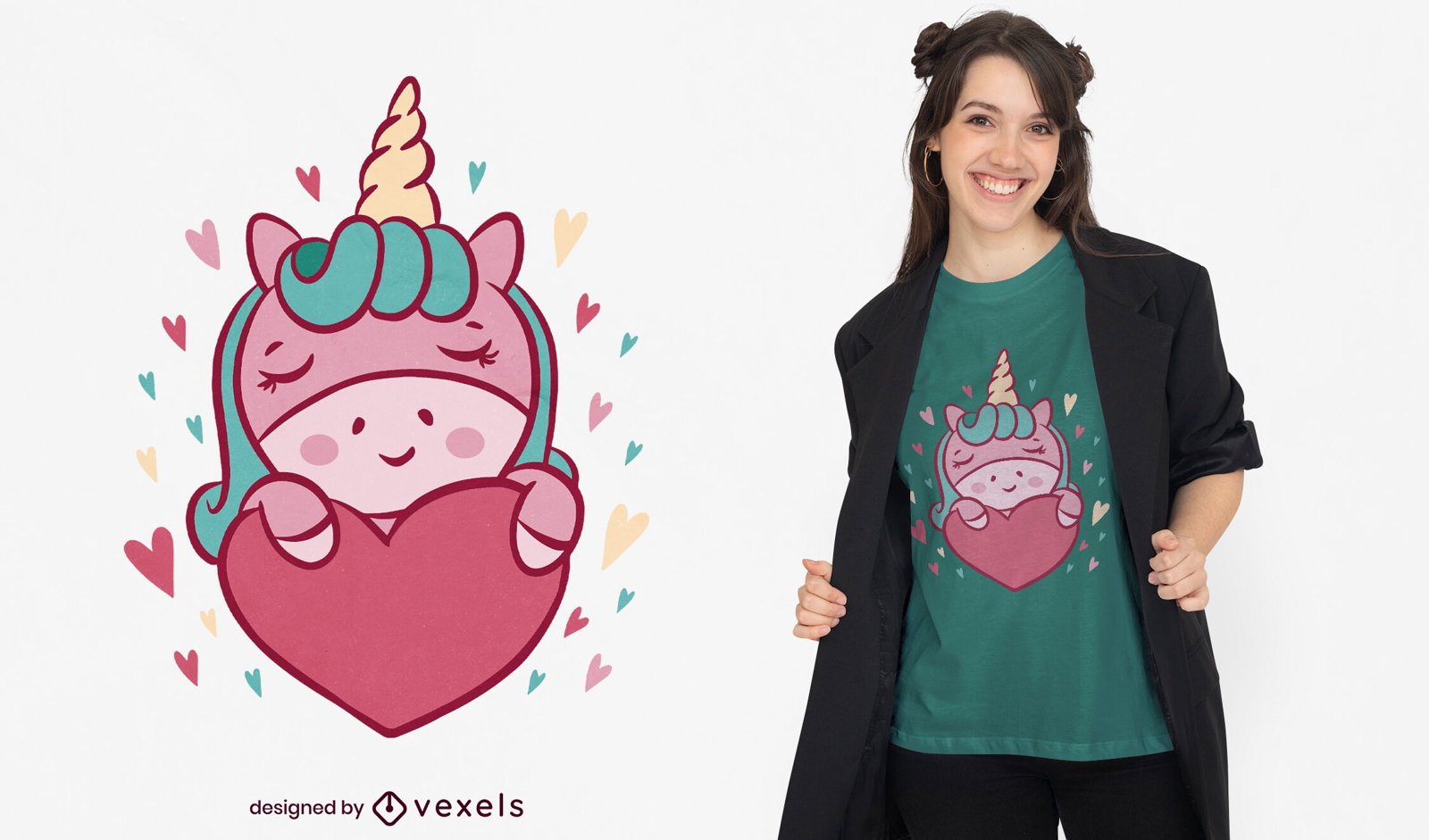 Valentine's unicorn t-shirt design