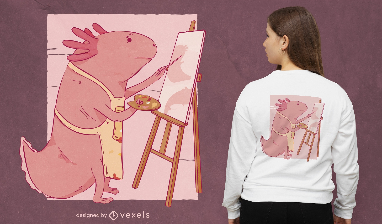 Design de camiseta de pintura de animais Axolotl