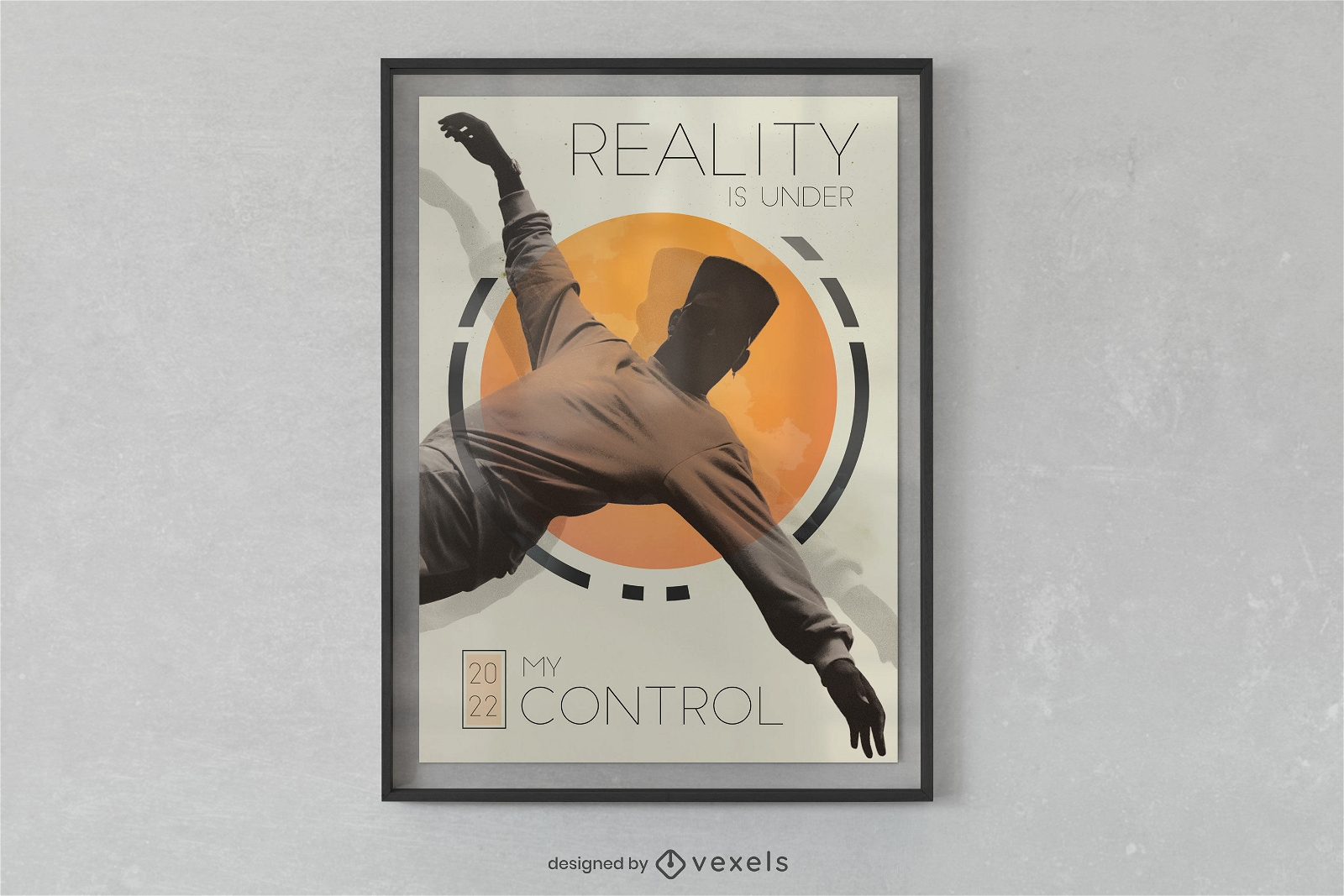 Man falling down photographic psd poster