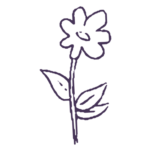 Única flor desenhada à mão simples Desenho PNG