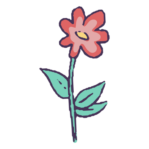 Rote halbflache Blume PNG-Design