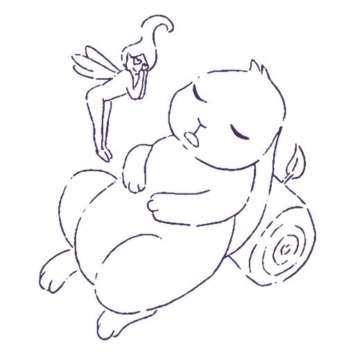 Sleepy magical rabbit character PNG Design