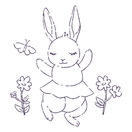 Flor personaje de conejo mágico Diseño PNG