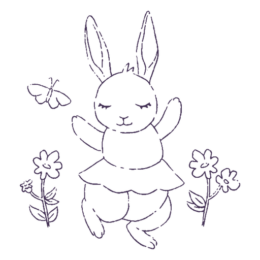 Personagem de coelho m?gico de flor Desenho PNG