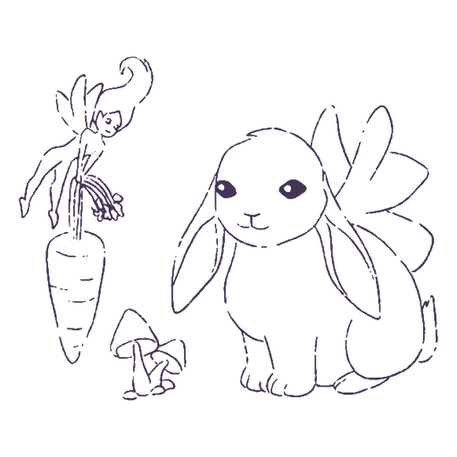 Fairy carrot magical rabbit character PNG Design