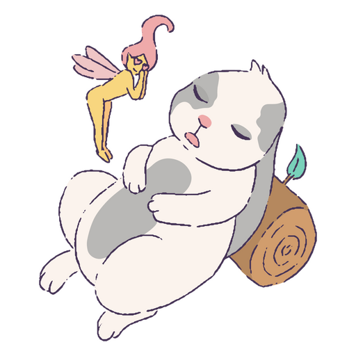 Sleepy magical cute rabbit character PNG Design
