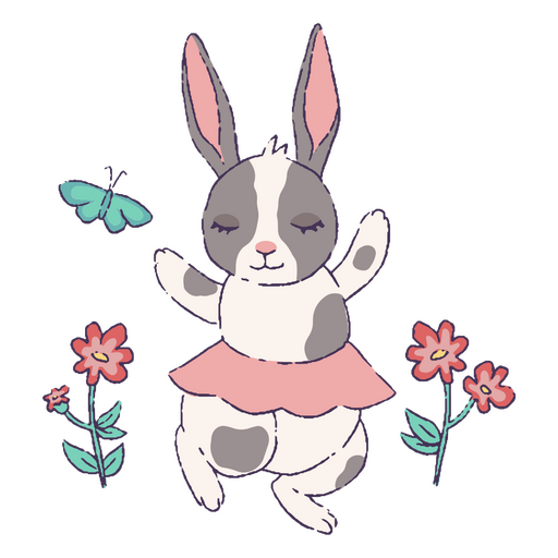 Blume magische niedliche Kaninchenfigur PNG-Design