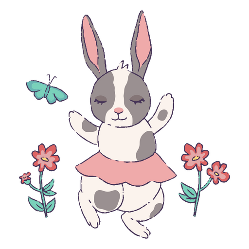 Flor mágica personaje de conejo lindo Diseño PNG