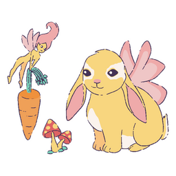 Fairy carrot magical cute rabbit character PNG Design