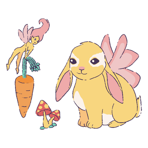 Fairy carrot magical cute rabbit character PNG Design