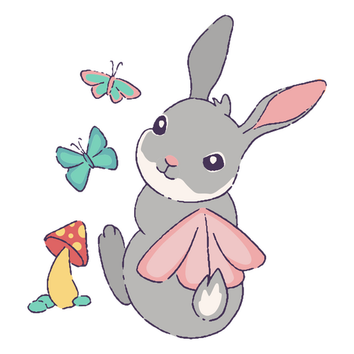 Magischer niedlicher Kaninchencharakter des Schmetterlings PNG-Design