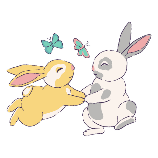 Personajes de conejos lindos mágicos
