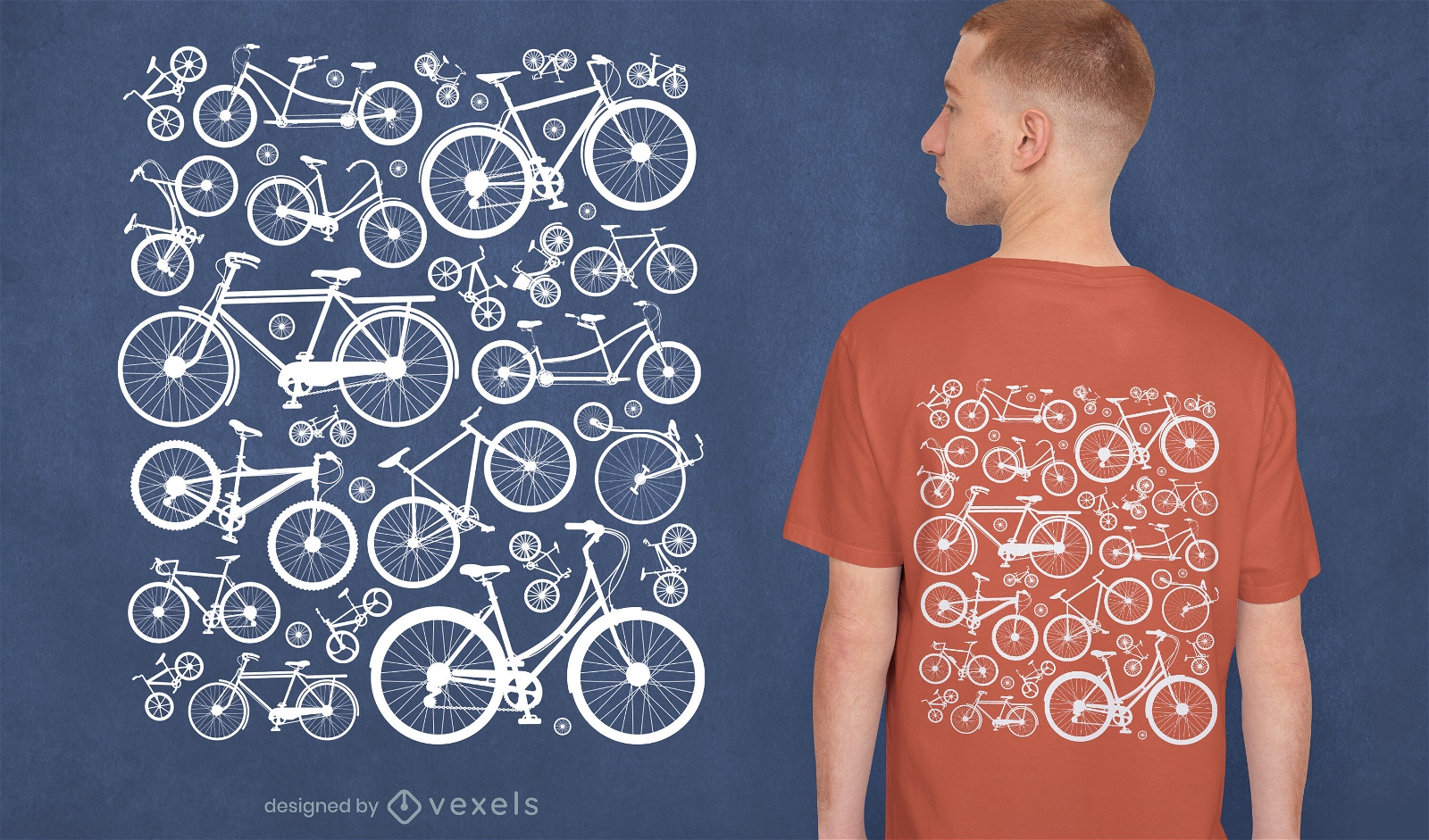 Design de camiseta de silhuetas de transporte de bicicleta