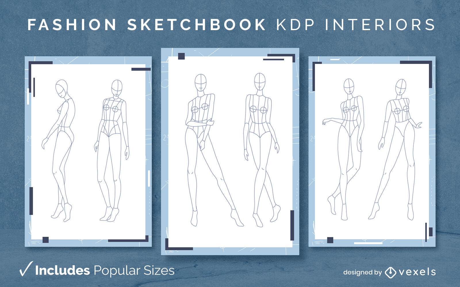 Design de modelo de interior de caderno de desenho de moda KDP