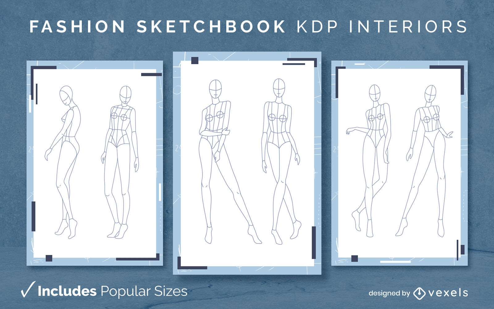 Diseño de plantilla de interior KDP de cuaderno de bocetos de moda