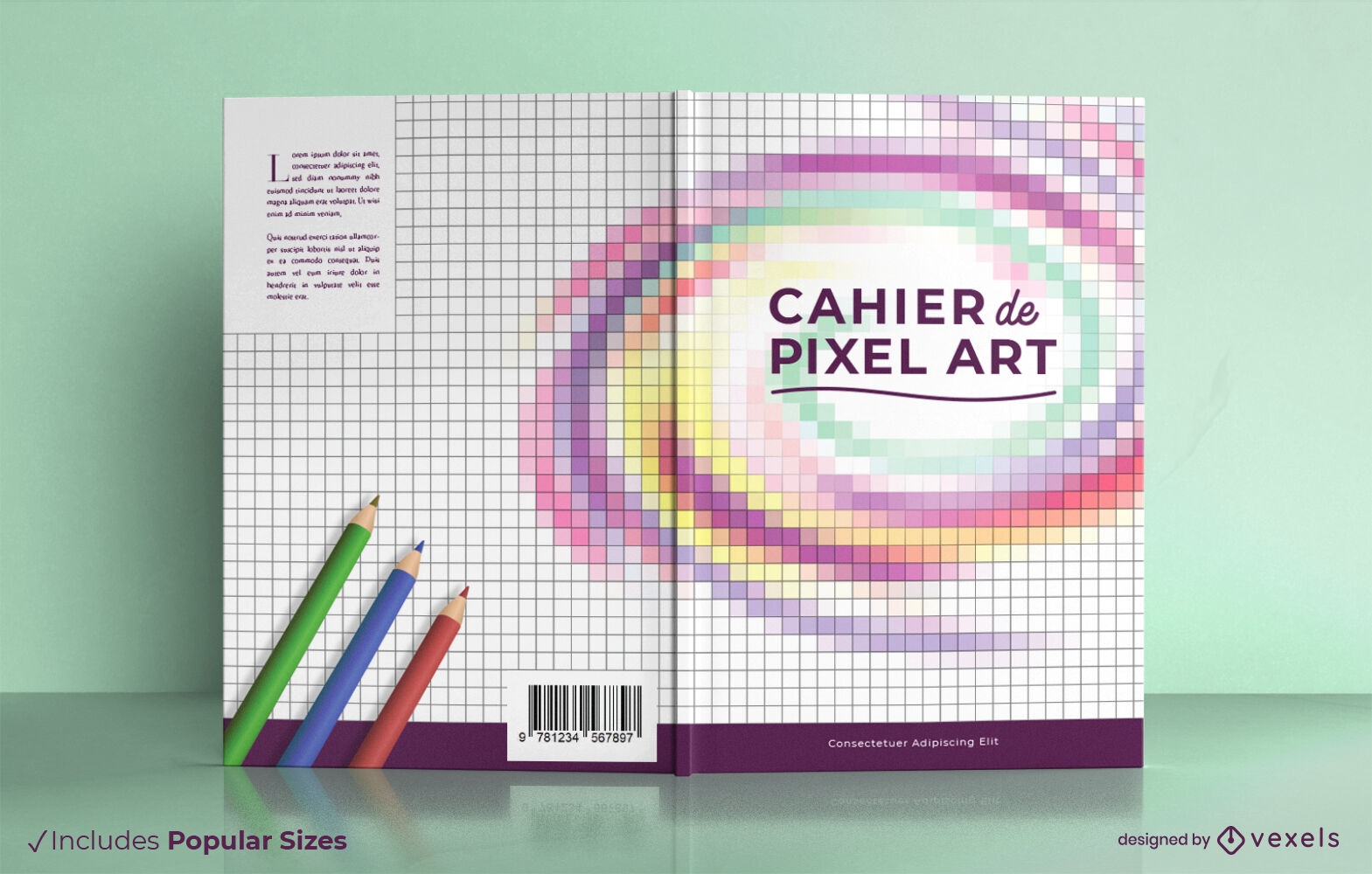 Pixel art and pencils book cover design