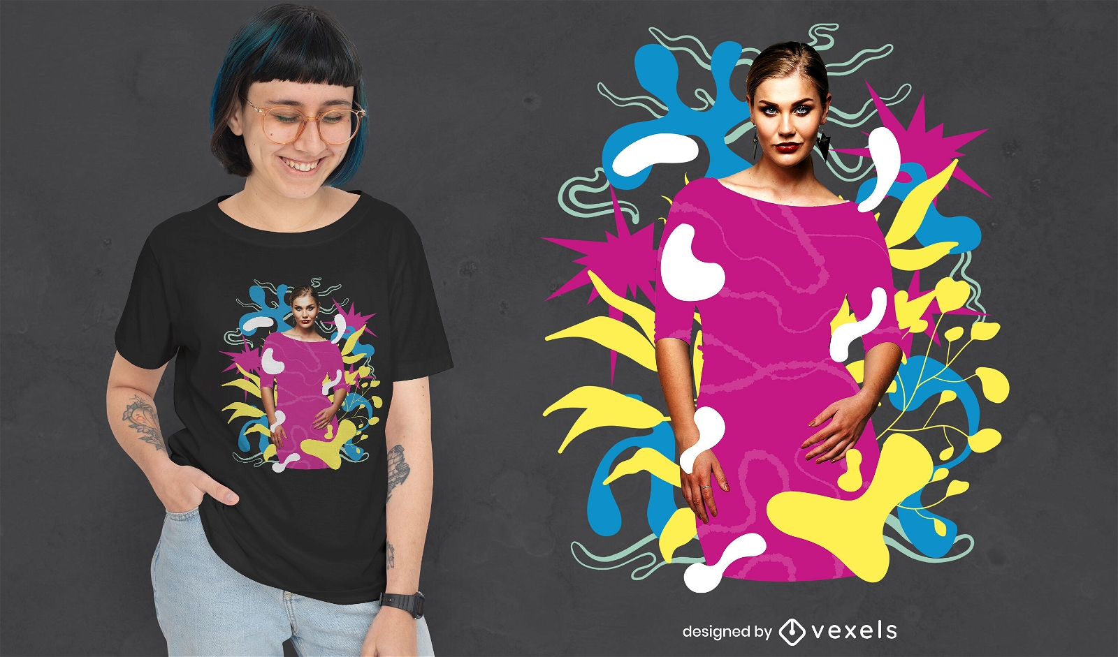 Colorful elegant woman psd t-shirt design