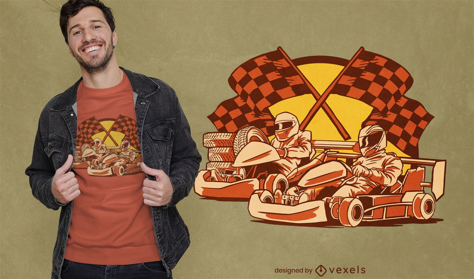 Design de camiseta de karts de corrida