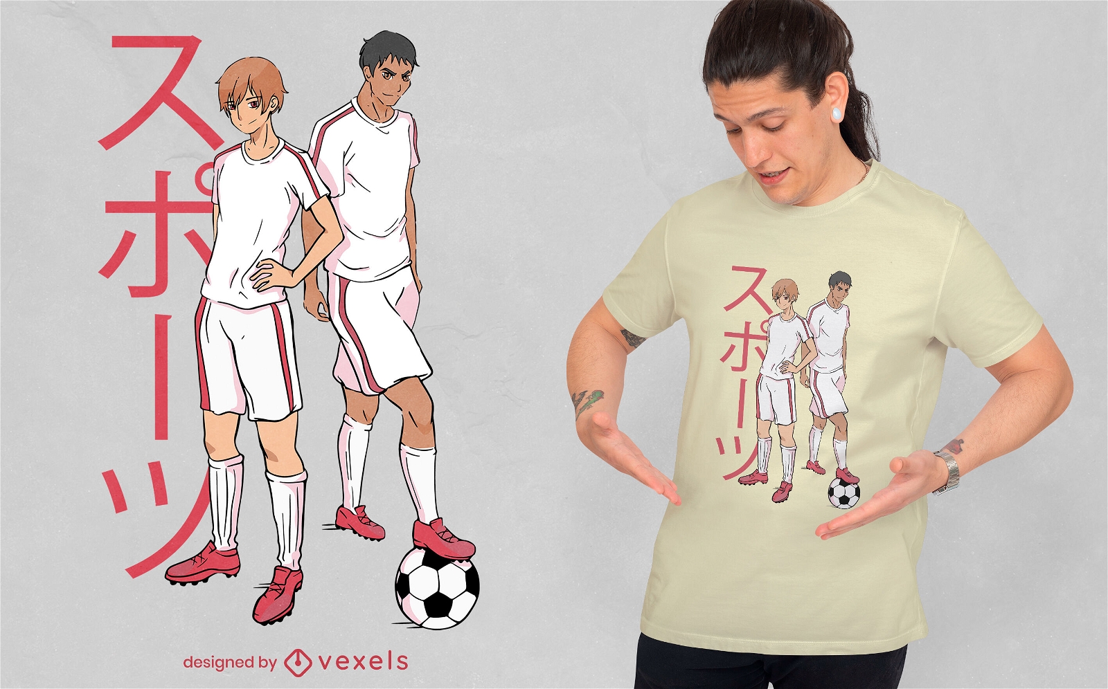 Design de camiseta masculina de anime de futebol