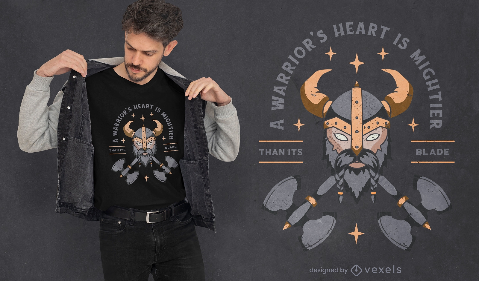 Ein Herz-T-Shirt-Design eines Kriegers