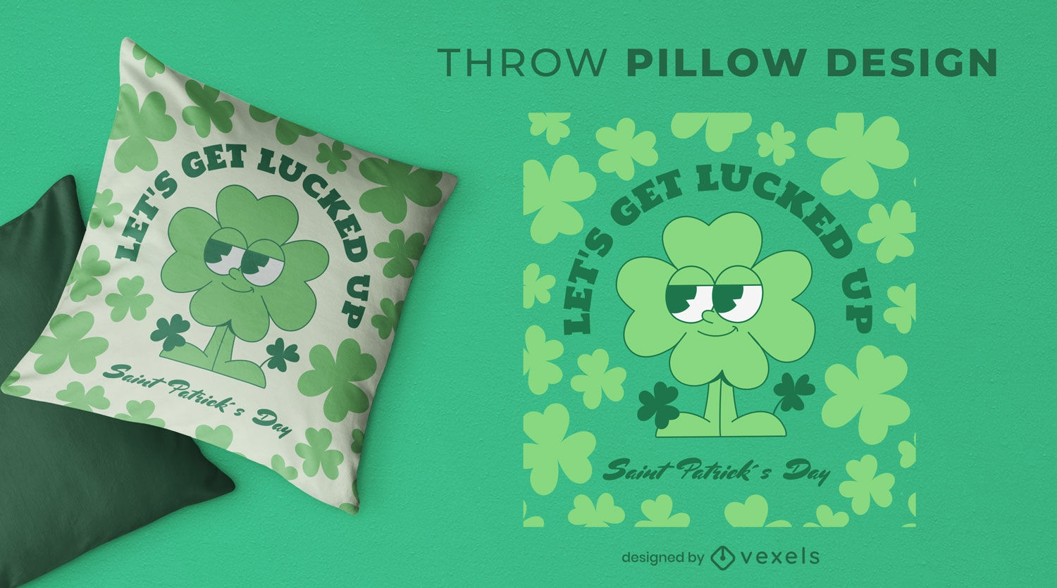 St Patrick retro cartoon throw pillow design