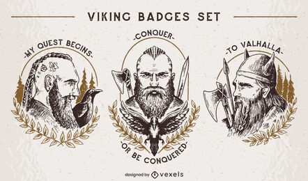 Conjunto de emblemas de homens Viking