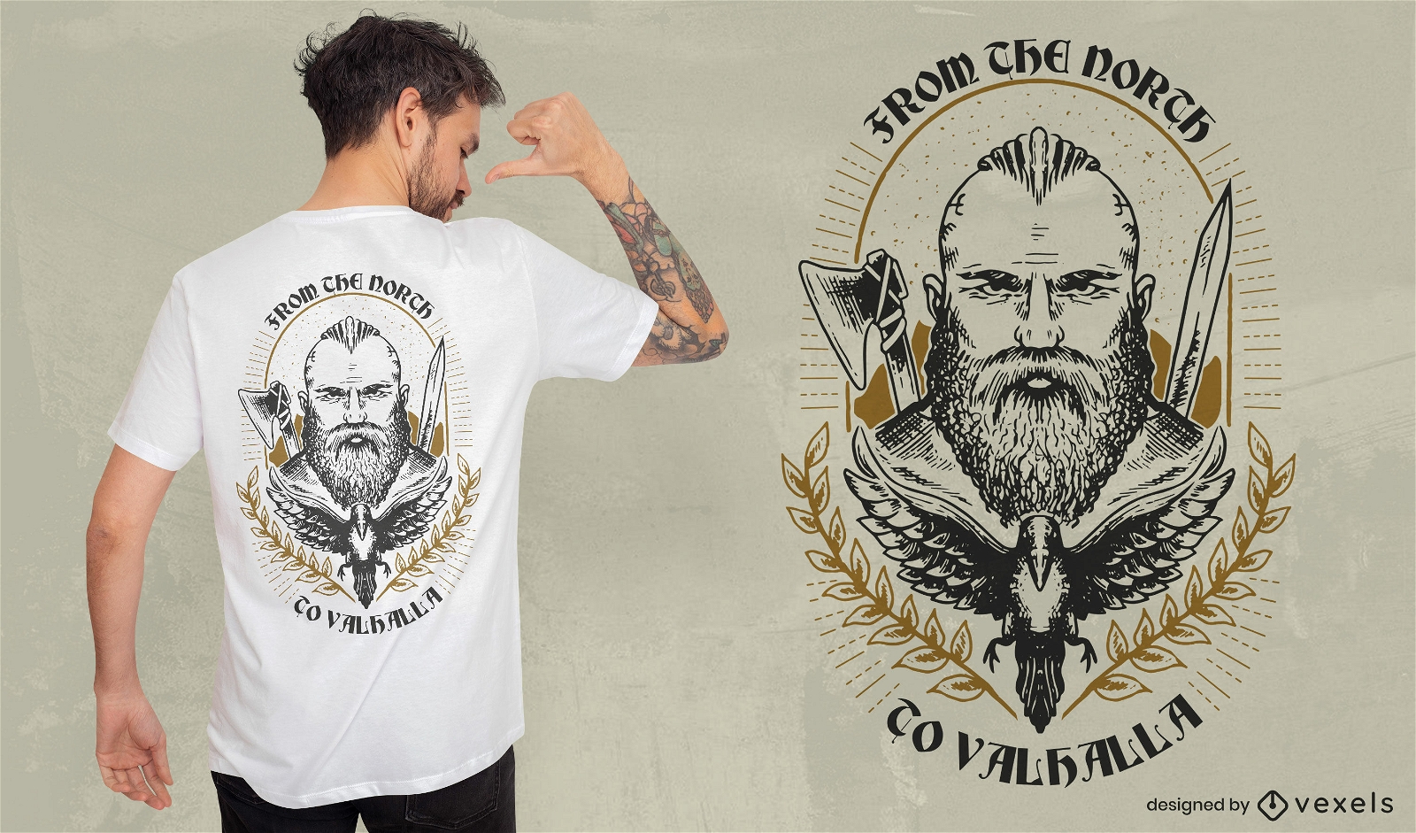 Design de camiseta Viking do norte ao Valhalla