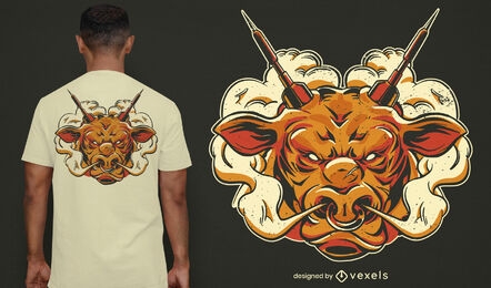 Diseño de camiseta de toro enojado